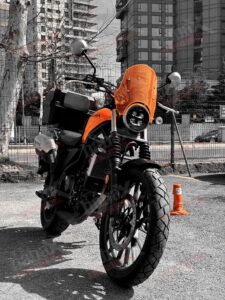 Honda CL 250 İçin Retro Tur Camı - Ön Siperlik - Neon Turuncu- Navigasyon Barlı - Babax