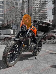 Honda CL 250 İçin Retro Tur Camı - Ön Siperlik - Neon Turuncu- Navigasyon Barlı - Babax - Görsel 4