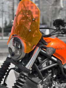 Honda CL 250 İçin Retro Tur Camı - Ön Siperlik - Neon Turuncu- Navigasyon Barlı - Babax - Görsel 5